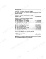 Case IH 395, 495 Tractor specifications table for maximum permitted operating, axle, and drawbar weights.