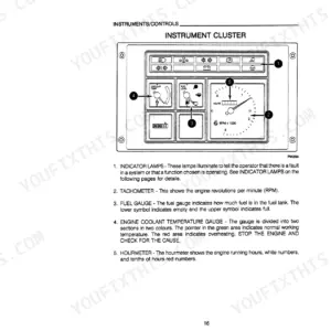 Case IH 395, 495 Tractor instrument cluster diagram showing tachometer, fuel gauge, coolant temperature, and hourmeter.