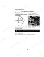 Case IH 395, 495 Tractor fan belt tension and adjustment procedure with alternator diagram and valve clearance info.