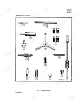 Case IH 454, 474, 475, 574, 674, 2400, 2500 service manual diagram showing numbered transmission service tools and kit.