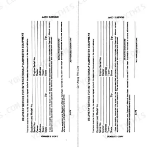 Case IH 464 Tractor, International 464 Tractors delivery service form for owner and dealer equipment documentation.