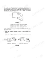 Case IH 485 Tractor check chain mounting bracket adjustment and Category 1 and 2 hitch point position diagrams.