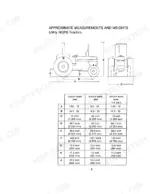 Case IH 685 Tractor utility ROPS model dimensions and weight specifications table with side and front view diagrams.