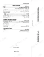 Case IH 9370, 9380, 9390 diesel engine specifications table including lubrication, fuel, and air intake system data.