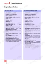 Case IH A7000, A7700, 7000, 7700 engine specifications table for Scania DS 11 and Cummins M11C-330 diesel engines.