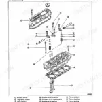 Case Ih Agriculture MAXXFARM 40, MAXXFARM 50, R41, R47, S4Q-Y161GT, S4Q2-Y161GT exploded view of cylinder head and valve mechanism.