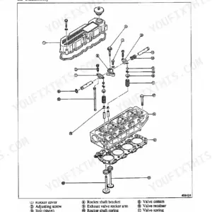 Case Ih Agriculture MAXXFARM 40, MAXXFARM 50, R41, R47, S4Q-Y161GT, S4Q2-Y161GT exploded view of cylinder head and valve mechanism.