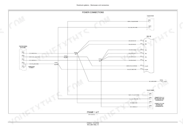 Case IH 500/500T Precision Disk Drill wiring diagram for power connections, ECU 1B, and ISOBUS.