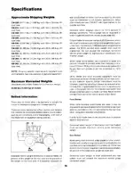 Case IH CM-225 to SM-360 tractors specifications, shipping weights, and liquid ballast distribution instructions.