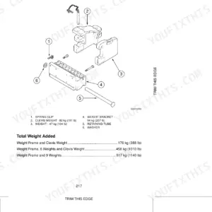 Case IH CX50-CX100 Tractors exploded view of Type A front ballast weight bracket, clevis, and retaining tube components.