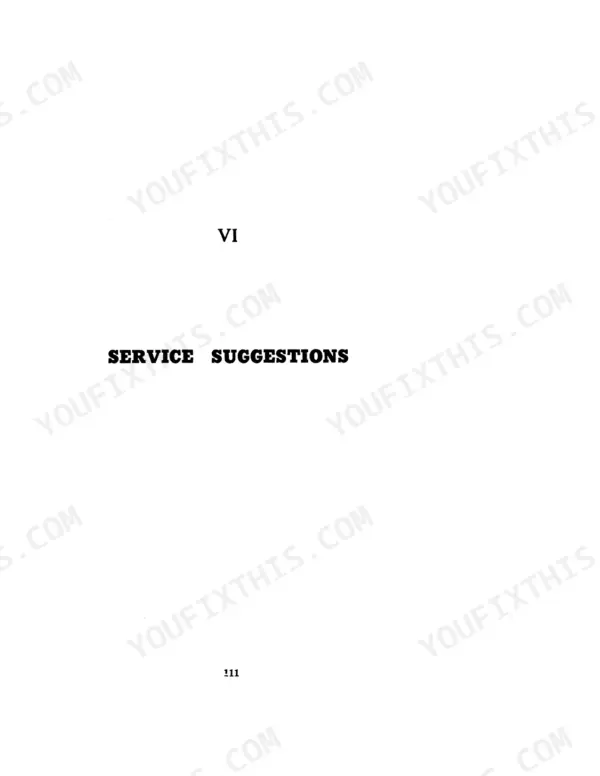 Case IH D Series Tractors service manual page 111, section VI, Service Suggestions chapter title page.