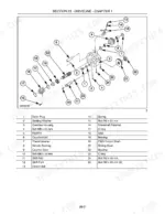 Case IH D35, DX35, D40, DX40, D45, DX45 exploded view of the driveline gearbox housing and forward output shaft components.