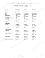 Case IH D35, DX35, D40, DX40, D45, DX45 engine specifications and fluid capacity data table.