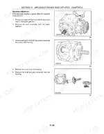 Case IH DCX131 PTO gearbox backlash adjustment and disassembly procedure steps with component diagrams.