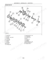 Case IH DH182, DH212, DH252, DH302, DH362 exploded view diagram of Parker hydraulic motor components and parts list.