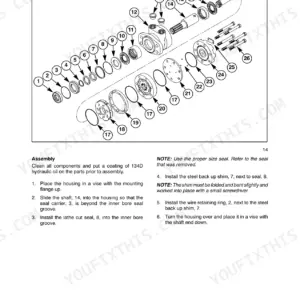 Case IH DHX182, DHX212, DHX252, DHX302, DHX362 exploded view of hydraulic motor assembly and assembly procedures.
