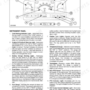 Case IH DX18E, DX24E, MWX154S, MWX160S instrument panel diagram and indicator light descriptions.