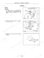 Case IH DX29, DX33 engine overhaul procedures: coolant tap, air cleaner assembly removal, and mounting bolt diagrams.