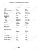 Case IH DX29, DX33 engine specifications and fluid capacity table including bore, stroke, and cooling system volumes.