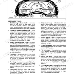 Case IH DX31, DX34, DX34 Tractors instrument panel diagram and indicator light descriptions for gauges and warning lights.