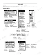 Case IH DX35, DX40, DX45, D35, D40, D45 safety decal identification guide with part numbers and locations.