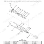Case IH Early Riser 1225 lift cylinder exploded view diagram with parts list for disassembly and seal replacement.