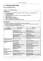 Case IH FARMALL 75C-115C engine troubleshooting table listing common engine problems, causes, and correction procedures.
