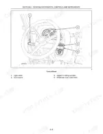 Case IH Farmall 75U-115U control panel diagram showing lights switch, instrument cluster, keypad, and wiper lever.