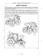 Case IH Farmall 75U-115U safety decal location diagram showing tractor exterior views with numbered reference points.