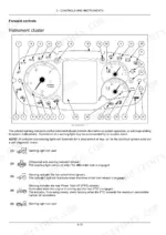 Case IH Farmall 90C-120C instrument cluster diagram and warning light indicator descriptions.