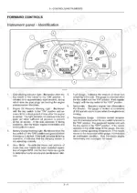 Case IH Farmall 40B, Farmall 50B instrument panel diagram and identification of gauges and warning lights.