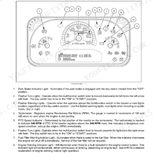 Case IH FARMALL 45C, FARMALL 55C instrument panel diagram showing numbered gauges, warning lights, and indicator descriptions.