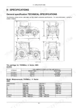 Case IH Farmall 55A-75A tractor dimension diagrams, 2WD tire pairing table, and model measurements
