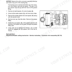Case IH HDX122, HDX142, HDX162, HDX182, Sickle Header: Disassembly procedure and exploded view of connector link bearings.