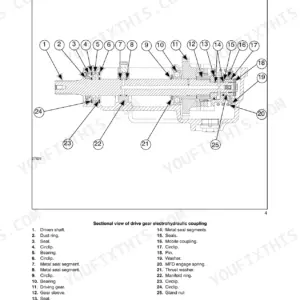 Case IH JX1060C, JX1070C, JX1075C MFD transfer box sectional view of drive gear electrohydraulic coupling components.
