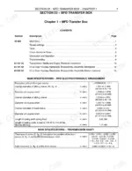 Case IH JX1060C, JX1070C, JX1075C MFD transfer box table of contents and technical specifications for transmission shafts.
