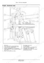 Case IH JX55T, JX75T Tractor clutch sectional view diagram showing PTO and transmission clutch components and parts list.