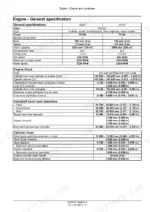 Case IH JX55T, JX75T Tractor engine general specifications, engine block, camshaft, and cylinder head technical data table.
