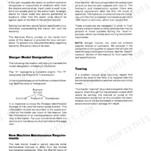 Case IH KP-525 Tiger IV, KP 525 foreword, model designation breakdown, towing instructions, and break-in maintenance.