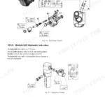 Case IH L103, L104, L105, L106, L107, L108, L795 hydraulic lock valve exploded view and torque specifications.