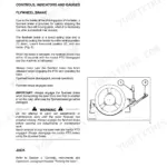 Case IH LBX-series square baler flywheel brake operation diagram showing engaged and disengaged positions.