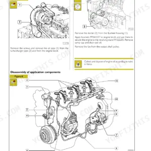 Magnum 180-210 NEF engine turbocharger, starter removal, and sensor component diagram