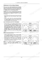 Case IH Maxxum 110-140 ground speed display calibration procedure with instrument cluster diagrams showing CAL auto status.