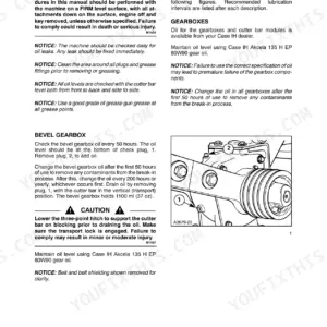 Case IH MD72, MD82, MD92 bevel gearbox oil maintenance procedures and diagram showing check and drain plug locations.