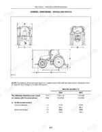 Case IH MXU100-135 tractor general dimensions diagram and table.
