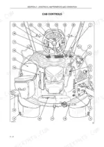 Case IH MXU100-135 PRO tractor cab controls diagram showing steering wheel, operator seat, pedals, and console levers.