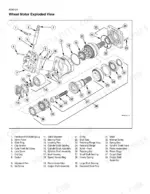 Case IH PATRIOT 4420 wheel motor exploded view diagram with numbered parts list including piston and output shaft assemblies.