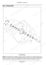 Case IH Precision Hoe 800 front axle hub disassembly exploded view showing bearings, seals, and spindle components.