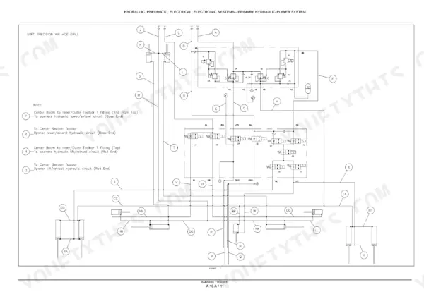 Case IH Precision Hoe 800, Precision Air Hoe Drill primary hydraulic power system schematic diagram.