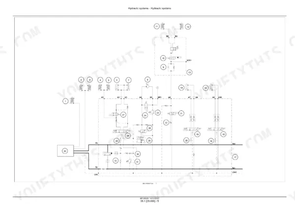 Case IH RB545 Silage Pack, RB545 SP Silage Pack hydraulic system schematic diagram showing valves and flow lines.